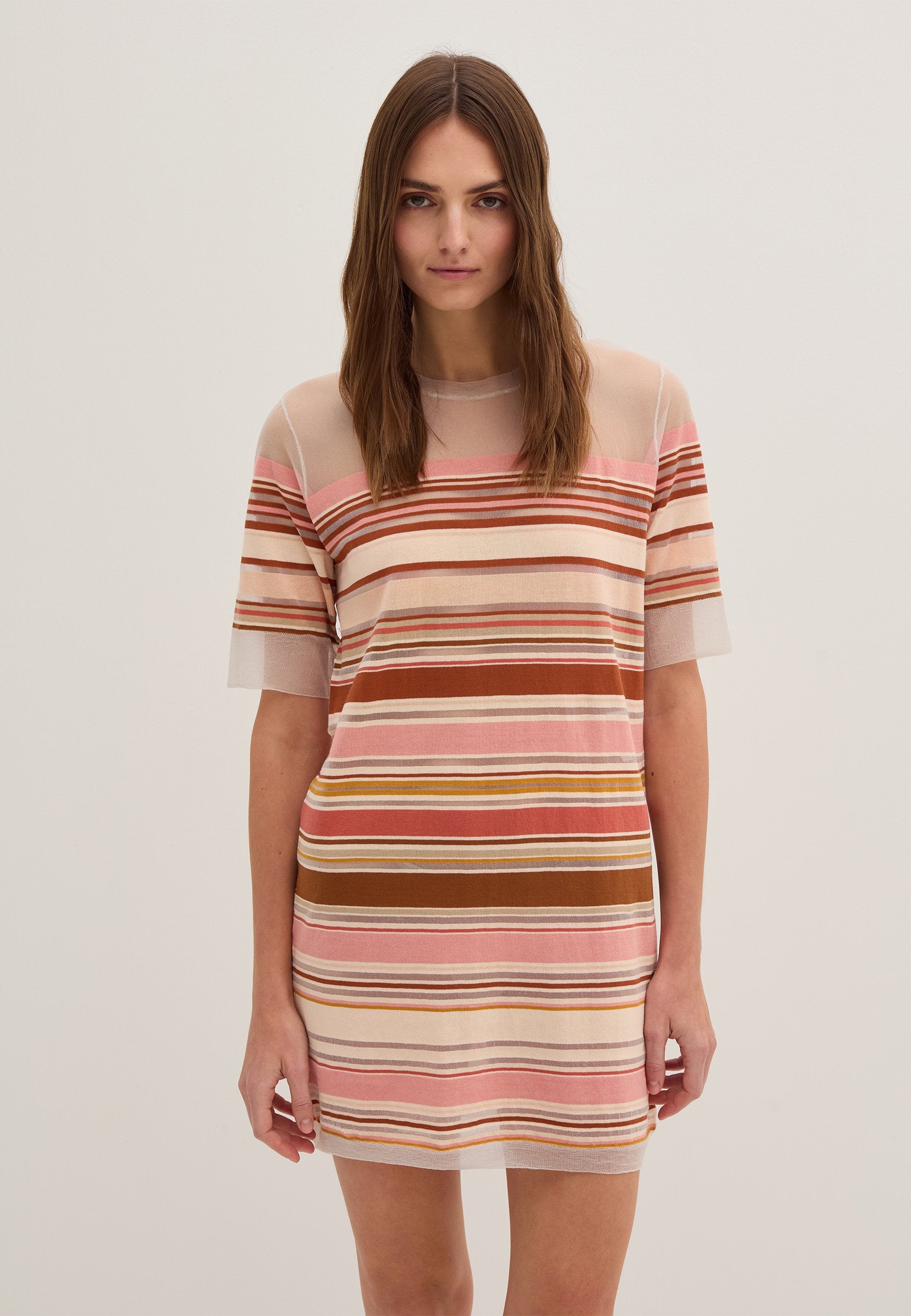 Stefanel SHORT STRIPED SHEER EFFECT