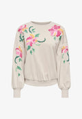 ONLY ONLBROOKE L/S O-NECK FLOWER SWT NOOS - Sweatshirt - pumice stone