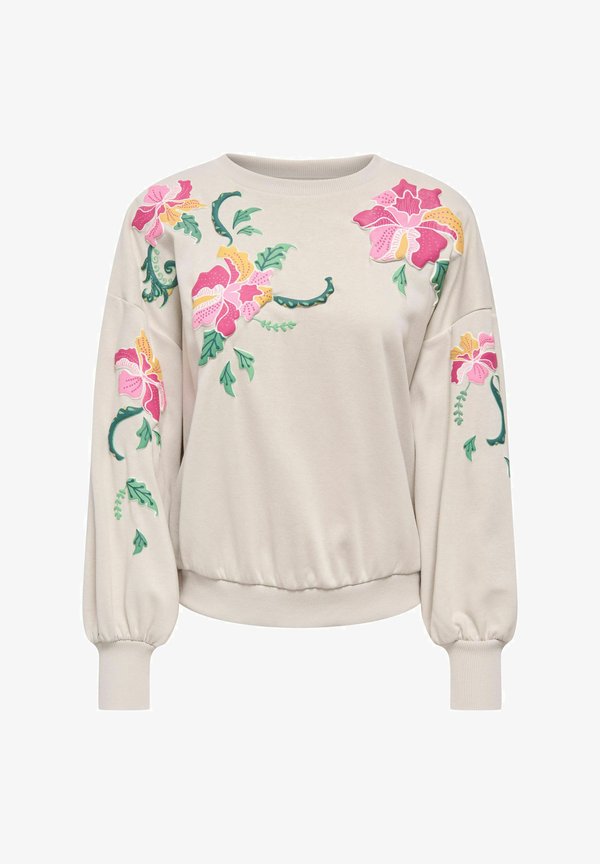 ONLY ONLBROOKE L/S O-NECK FLOWER SWT NOOS - Sweatshirt - pumice stone