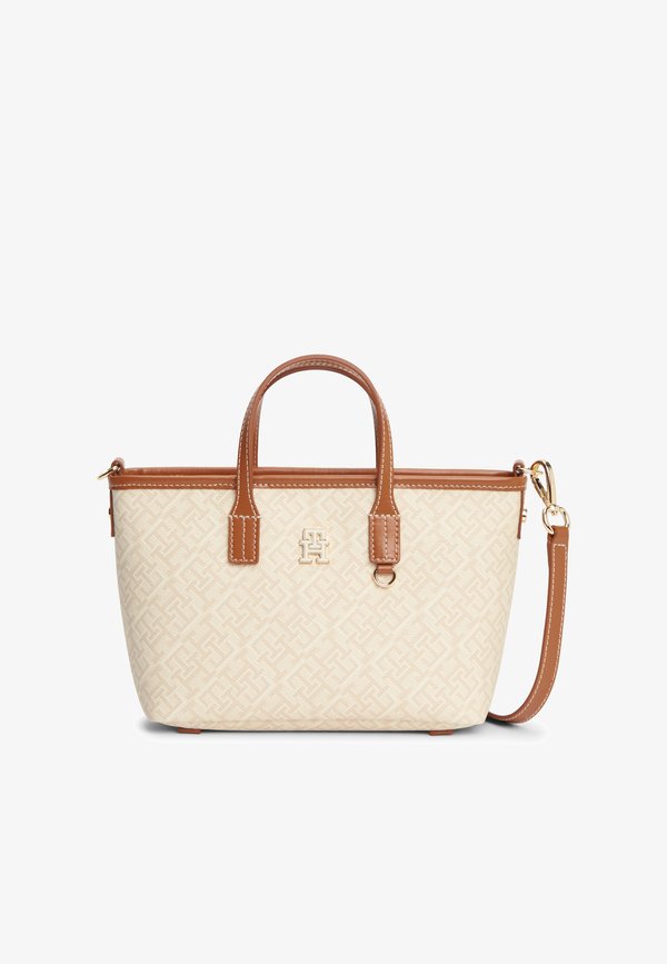 Tommy Hilfiger TH MONOPLAY MINI TOTE MONO - Handbag - beige