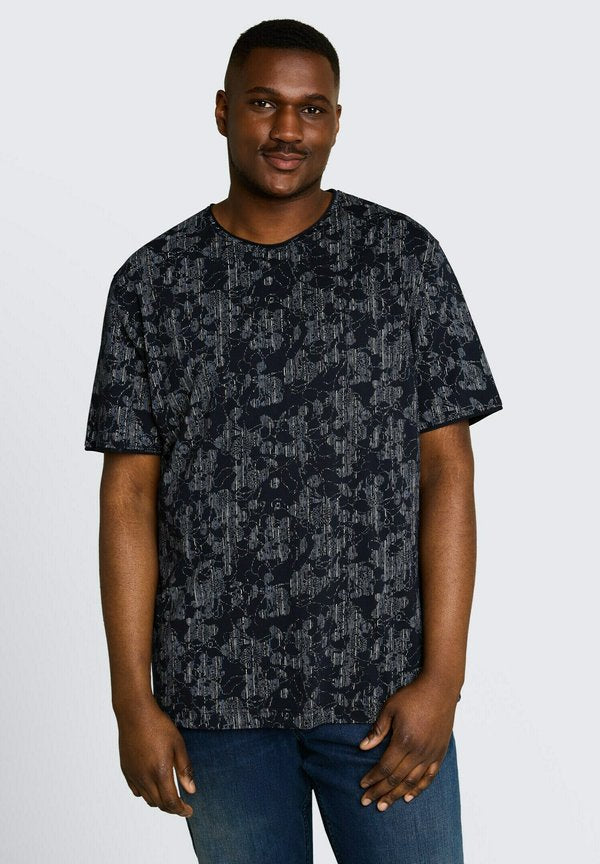 TOM TAILOR TOM TAILOR T-SHIRT PLUS SIZE - T-SHIRT MIT ALLOVER-PRINT - Print T-shirt - navy irregular design