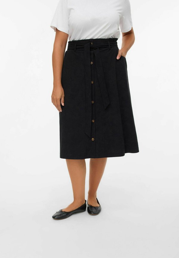 Vero Moda Curve VMVILJA Corduroy High waist Midi - A-line skirt - black
