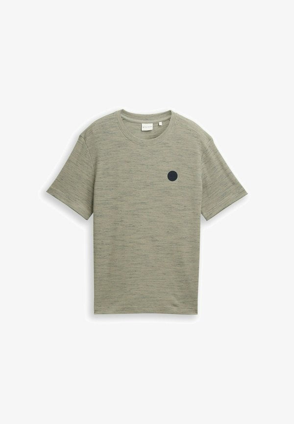 TOM TAILOR MIT WAFFELSTRUKTUR - Basic T-shirt - olive grey waffle inject