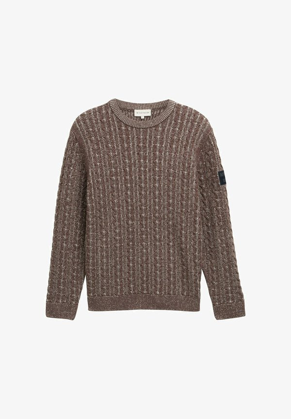 TOM TAILOR Jumper - brown offwhite plated