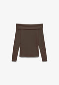 Vero Moda Off shoulder VMMILLE - Long sleeved top - chocolate brown