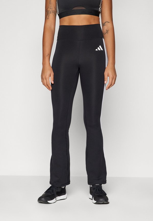 adidas Performance OPTIME ESSENTIALS WORKOUT 3 STRIPES FLARED - Leggings - black/white