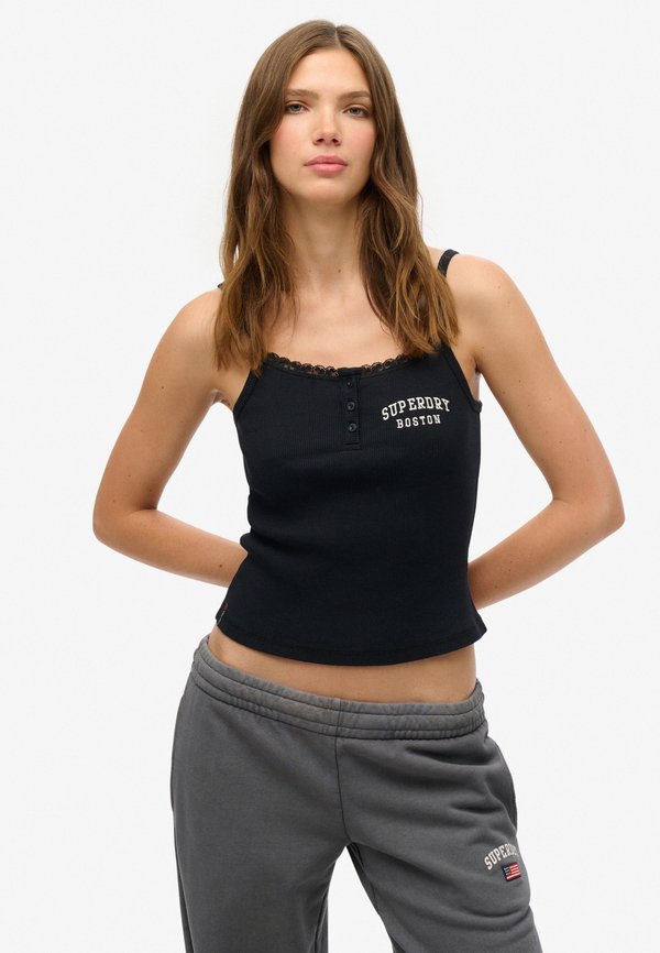 Superdry & Co SUPERDRY ATHLETIC ESSENTIALS EMBROIDERED BUTTON CAMI TOP.. - Top - eclipse navy