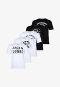Jack & Jones 5ER PACK LEOGRA CREW NECK KURZARM RUNDHALS 
 LOGO  - Print T-shirt - weiß schwarz