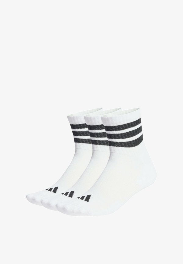 adidas Performance 3 STRIPES CUSHIONED SPORTSWEAR MID CUT 3 PAIR PACK - Sports socks - white/black black
