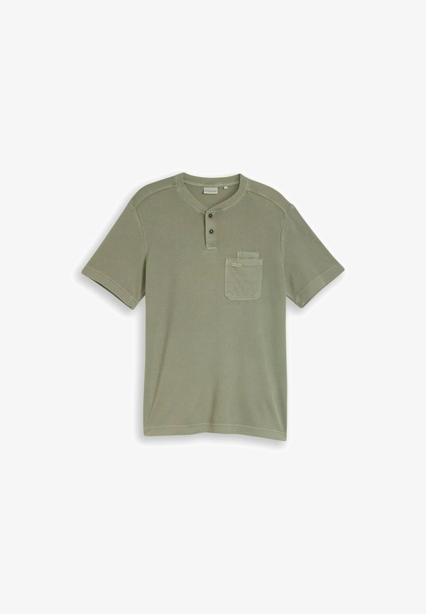 TOM TAILOR TOM TAILOR T-SHIRT HENLEY T-SHIRT MIT BRUSTTASCHE - Basic T-shirt - greyish shadow olive