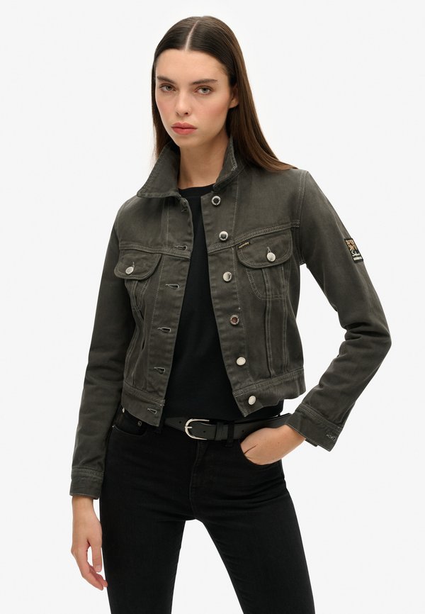 Superdry & Co ST TROPEZ WORKWEAR CROP - Denim jacket - washed black