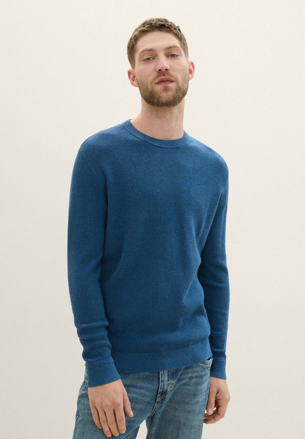 TOM TAILOR STRUKTURIERTER RUNDHALS - Jumper - dark teal melange