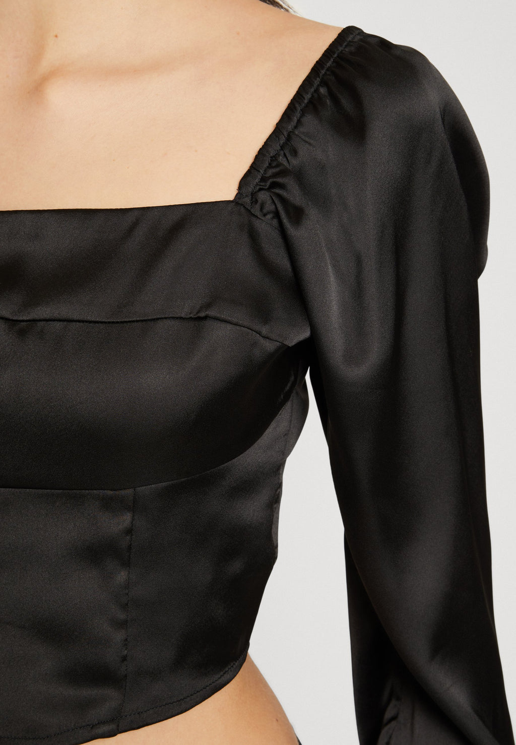 Hollister Co. LONG-SLEEVE SATIN SQUARE-NECK TOP