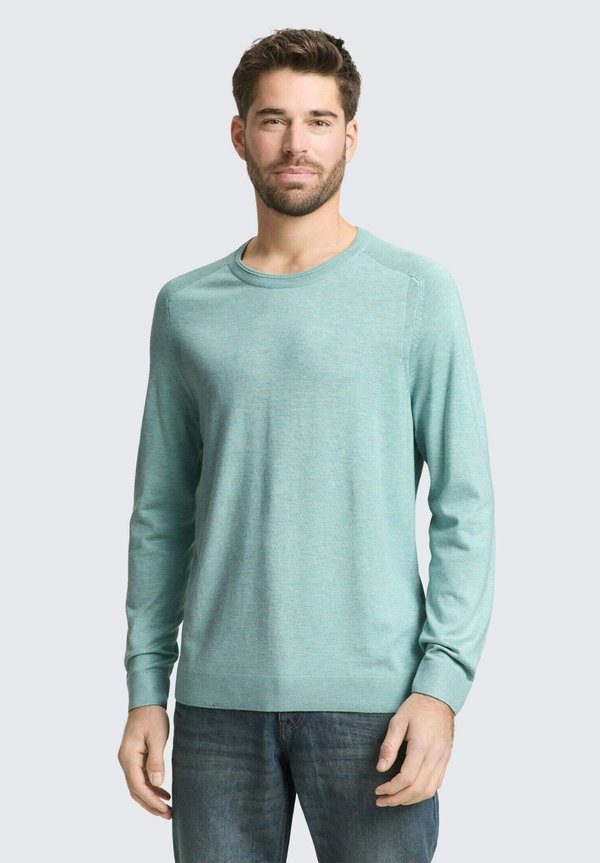 TOM TAILOR BASIC MIT RUNDHALSAUSSCHNITT - Jumper - soft greyish green melange