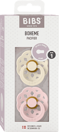Schnuller Boheme Latex rund, creme/rosa, Gr.1, von Geburt an BIBS