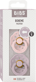 Schnuller Boheme Latex rund, rosa/lila, Gr.1, von Geburt an BIBS