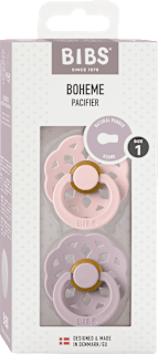 Schnuller Boheme Latex rund, rosa/lila, Gr.1, von Geburt an BIBS