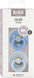 Schnuller Colour Latex rund, blau/hellblau, Gr. 1, 0-6 Monate BIBS