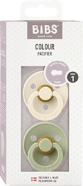 Schnuller Colour Latex rund, creme/grün, Gr. 1, 0-6 Monate  BIBS