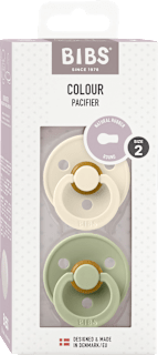 Schnuller Colour Latex rund, creme/grün, Gr. 2, 6-18 Monate  BIBS