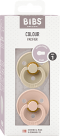 Schnuller Colour Latex rund, vanille/rosa, Gr. 1, 0-6 Monate BIBS