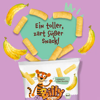 Kindersnack Mini Maisstangen mit Hirse Banane ab 3 Jahren Billy Tiger