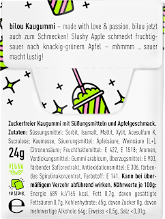 Kaugummi, Slushy Apple Flavour, zuckerfrei (10 Stück) bilou