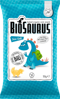 Kindersnack, gebackener Mais Sea Salt, ab 3 Jahren  BioSaurus