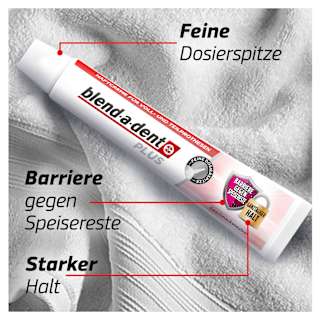 Haftcreme Plus Barriere gegen Speisereste geschmacksneutral blend-a-dent