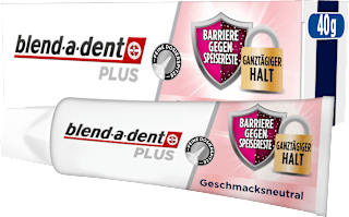 Haftcreme Plus Barriere gegen Speisereste geschmacksneutral blend-a-dent