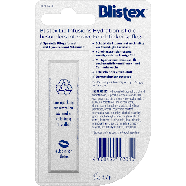 Lippenpflege Lip Infusions Hydration LSF 15 Blistex