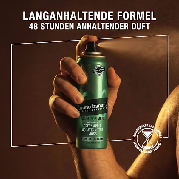 Deospray Made For Men Green Apple Aquatic Notes Moss bruno banani