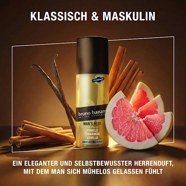 Deospray Man's Best Pomelo Cinnamon Vanilla bruno banani