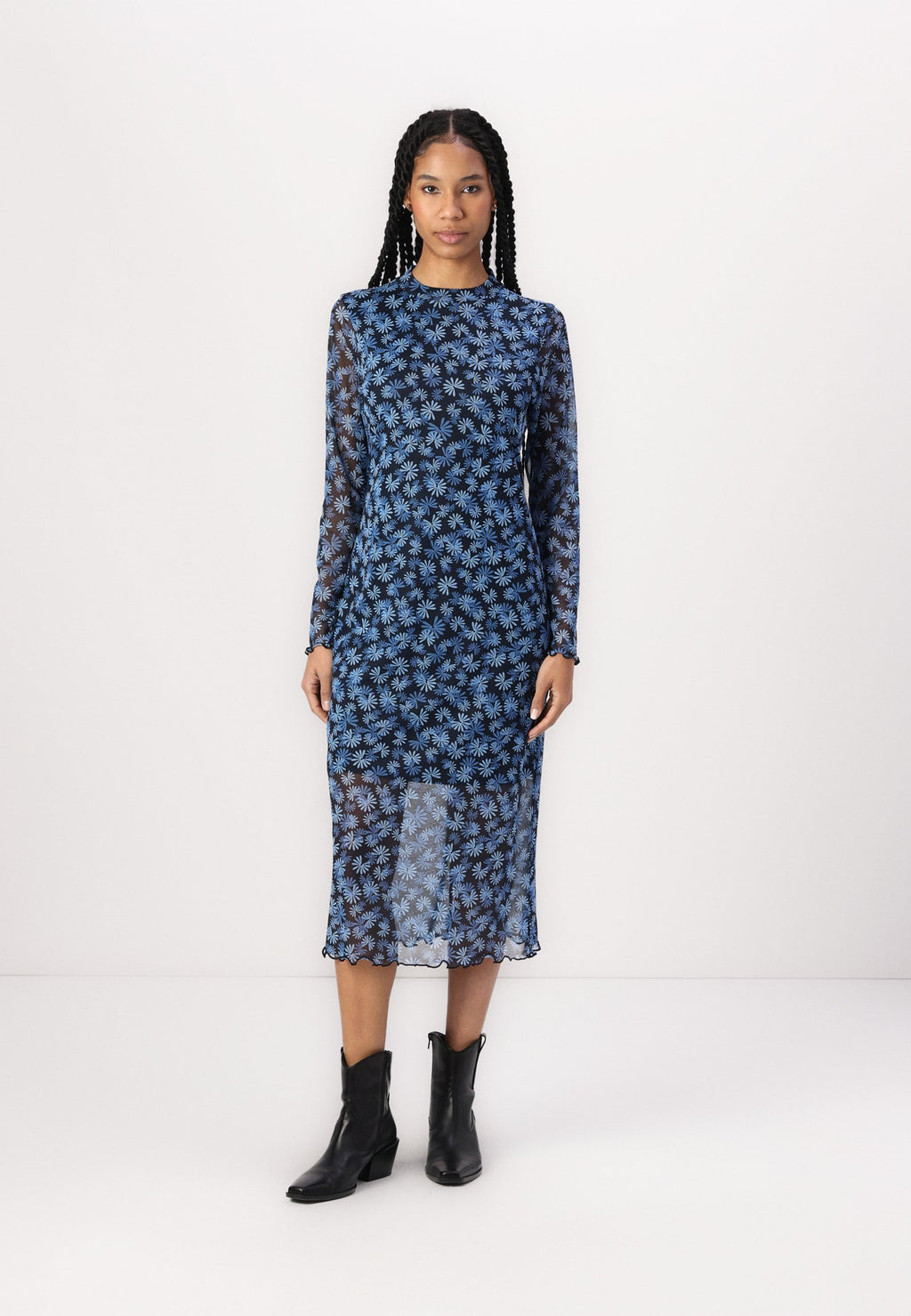 TOM TAILOR DENIM MIDI DRESS MOCK NECK