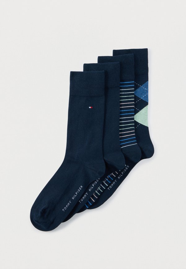 Tommy Hilfiger MEN SOCK CHECK SMALL STRIPE 4 PACK - Socks - navy