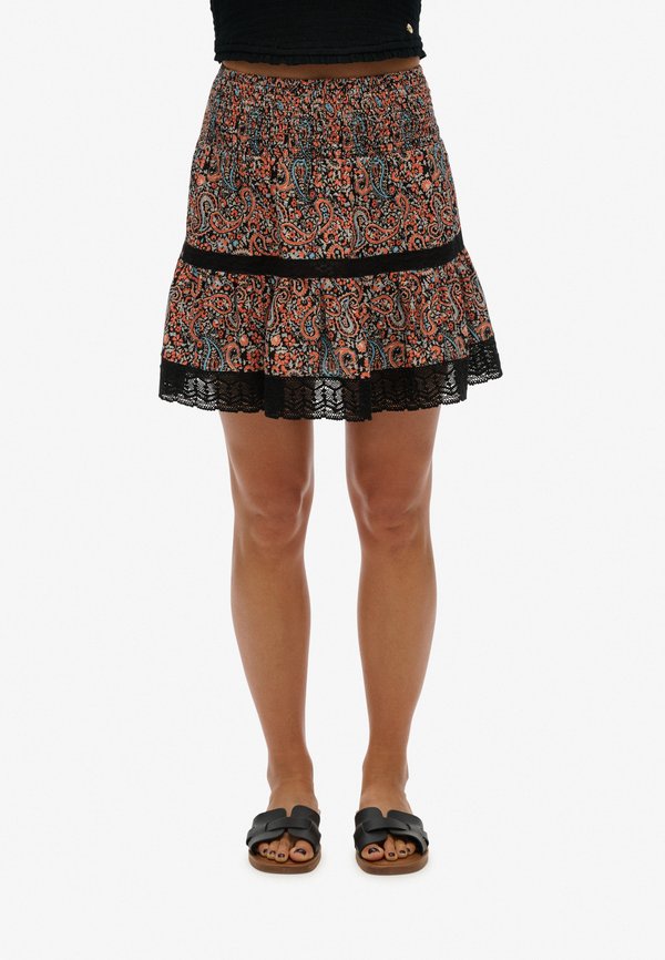 Superdry & Co PRINTED TRIM - Mini skirt - block print paisley