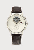 Tommy Hilfiger STEWART - Chronograph watch - silver-coloured/brown/white