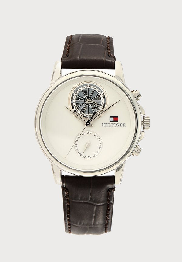 Tommy Hilfiger STEWART - Chronograph watch - silver-coloured/brown/white