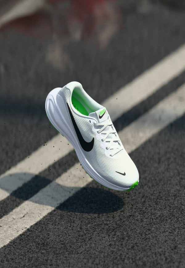 Nike Performance REVOLUTION  - Road running shoes - white/black/pure platinum-coloured/glacier blue/green strike