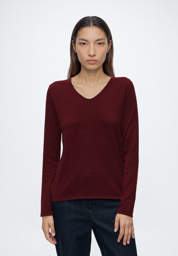 TOM TAILOR SWEATER BASIC V-NECK - Jumper - preppy plum