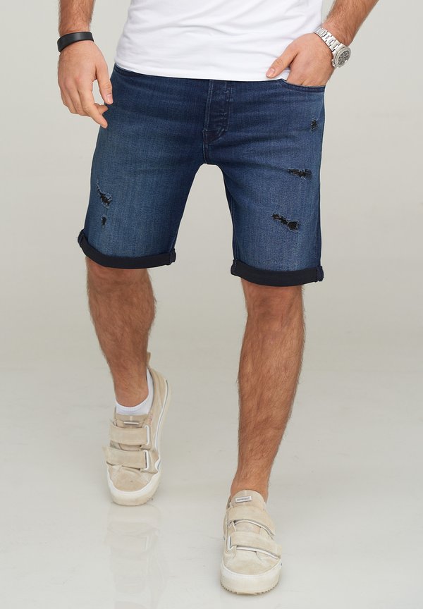 Jack & Jones JJIRICK JJIINFINITY - Denim shorts - dark blue denim
