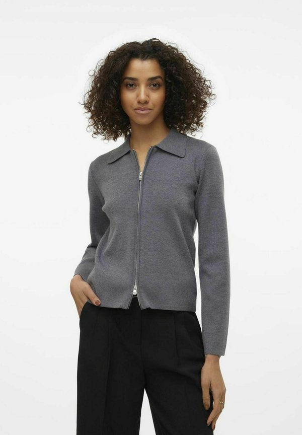 Vero Moda AWHANNA Knit - Cardigan - dark grey melange