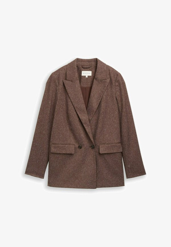 TOM TAILOR LOOSE FIT - Blazer - dark pecan brown structure