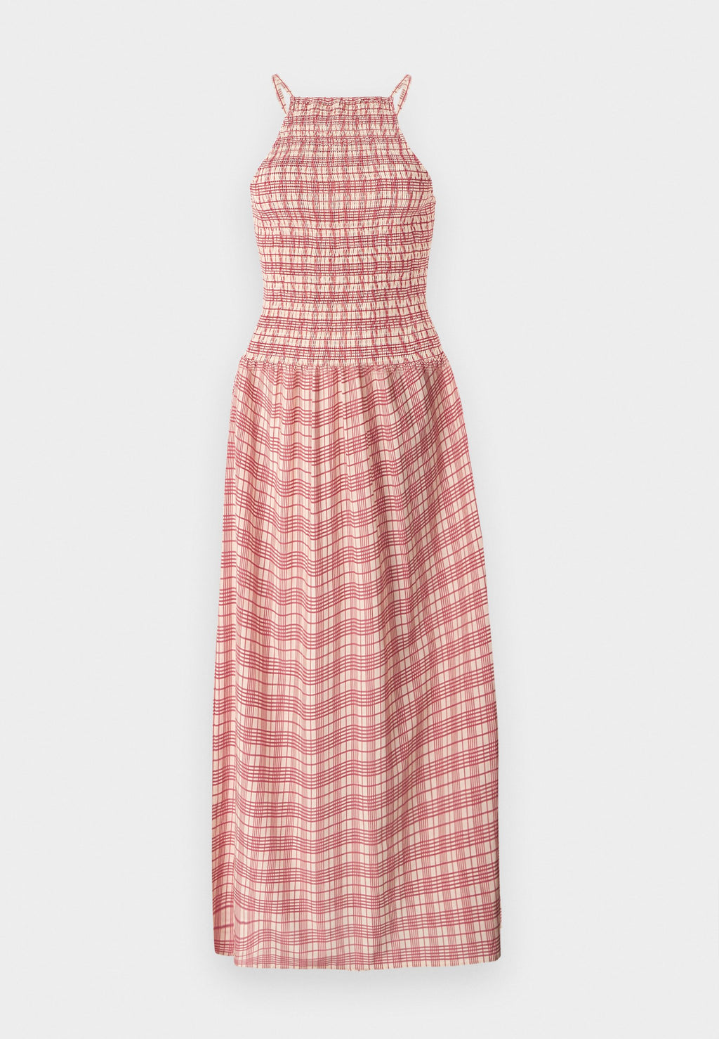 SHIRRED SLEEVELESS MIDI DRESS Media 1