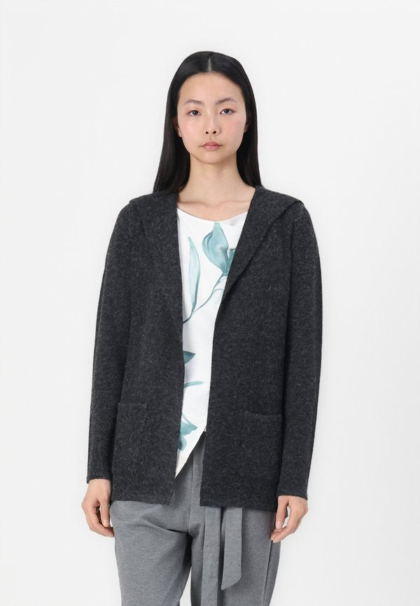 Vero Moda VMDOFFY OPEN HOOD CARDIGAN  - Cardigan - black melange
