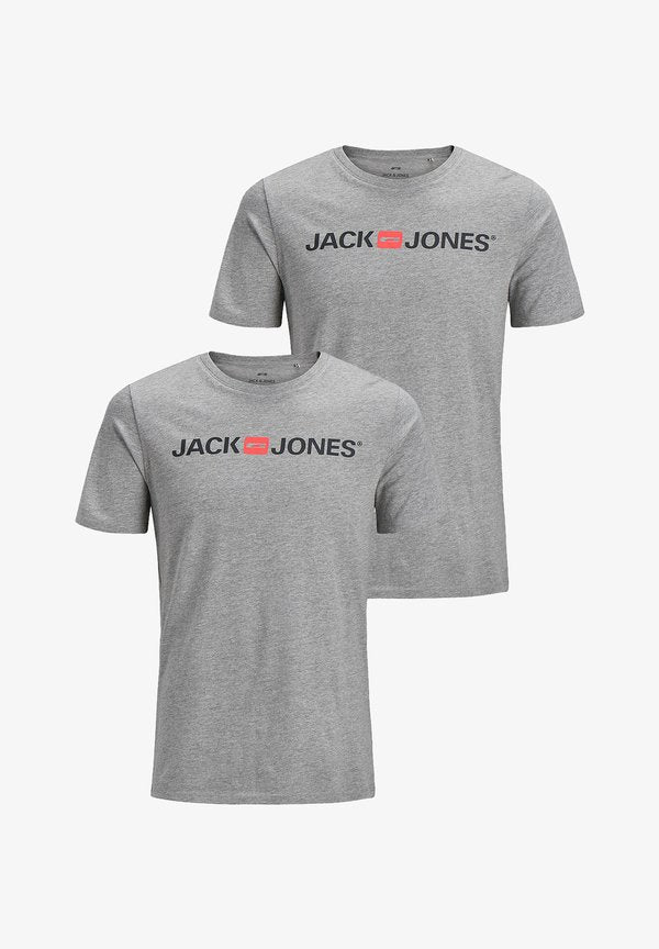 Jack & Jones ECORP LOGO KURZARM 2 PACK - Print T-shirt - grau