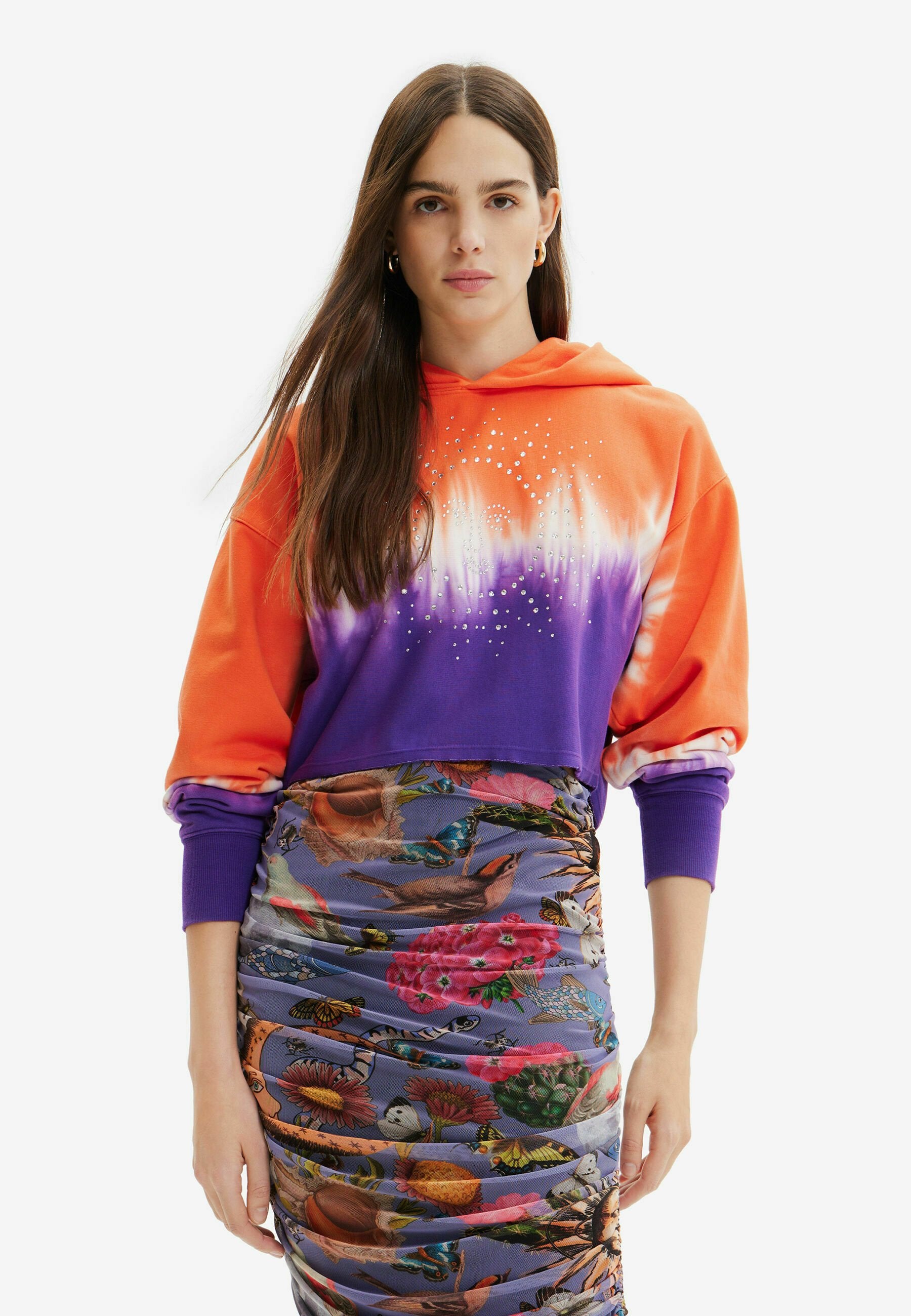 Desigual TIE-DYE RHINESTONE HOODIE