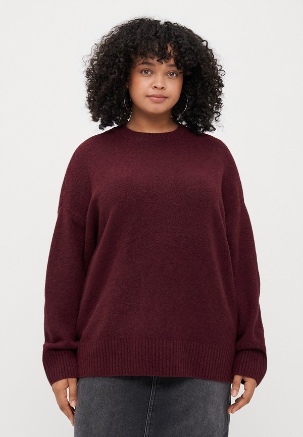 Vero Moda Curve Knitted VMCBOOM Knitted - Jumper - winetasting melange