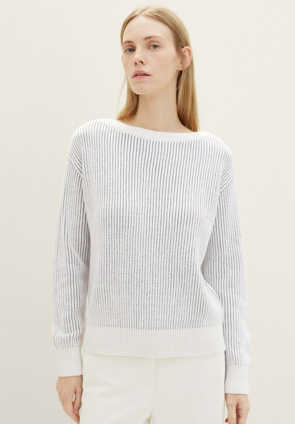 TOM TAILOR Jumper - offwhite grey structure