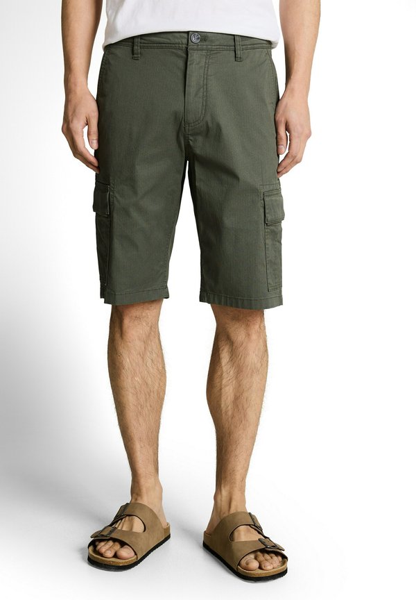 TOM TAILOR Shorts - khaki mini geometric print